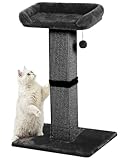 Karolpar 32" Cat Scratching Post for Indoor Cats, Sisal Cat Scratcher with Plush Perch, Large Scratch Post with Bed, Removable Cover, Sisal Fabric,Black