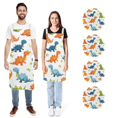 Lot de tablier de cuisine réglable anti tache motif dinosaures