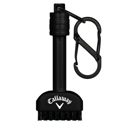 Callaway Golf Mini-Mag Magnetic Club Brush - Compact Golf Club Brush Groove Cleaner Golf Bag Accessory Detachable Magnet Durable Scrubbing Nylon Bristles