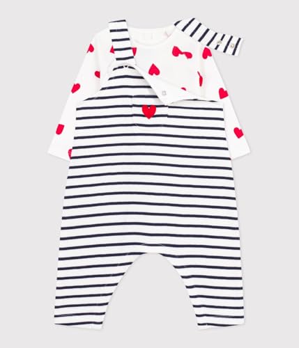 Vêtements Petit Bateau Ensemble Salopette & Body Cœurs Rouges en Coton pour Enfant - vue 3