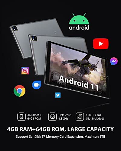 Android Tablet 10 Inch, YUMKEM Tablet PC with IPS 1280P HD Touch Screen, Octa-Core, 4GB RAM 64GB ROM, WiFi, Dual Camera… - Image 3