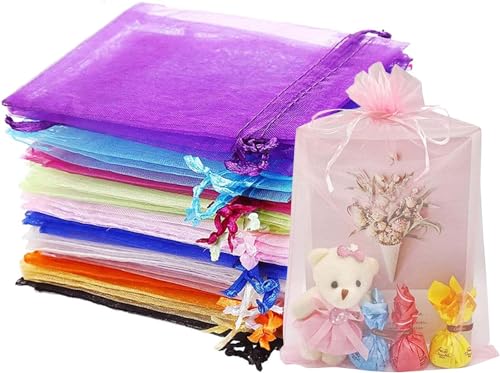 Esteopt 15 x 20 cm Organzasäckchen Bunt Groß Organzasäckchen Geschenk Schmuckbeutel Geschenkbeutel Schmuck Säckli Für Hochzeitsbevorzugung 100 Stück