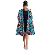 MaxPick Africa Ankara Print Long Women's Jacket Casual Work Lining Plus Quilted Shoulder Jacket Windbreaker 2XL 618