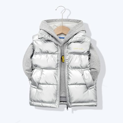 Kids Boys Girls Winter Warm Down Padded Vest Hooded Zip Sleeveless Jacket Winter Coat Cute Puff Lined Gilet2