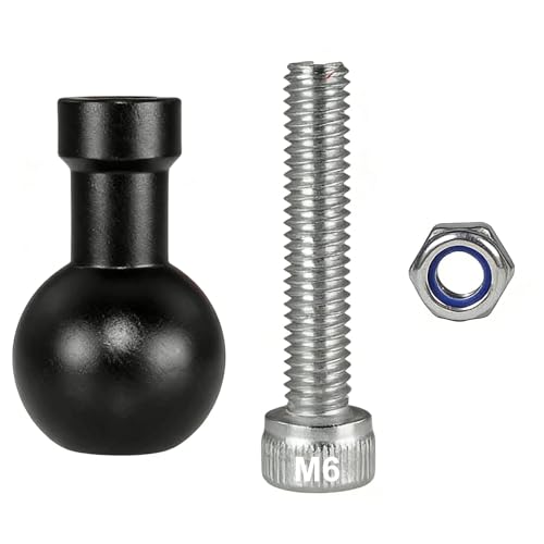 Adaptateur Rotule 17 mm M6, Rotule Extensible Aluminium pour Trépied Appareil Photo Smartphone Caméra Action, Tête Sphérique 17mm Orientable 360° avec Vis Écrou, Fixation Universelle pour Photo Vidéo