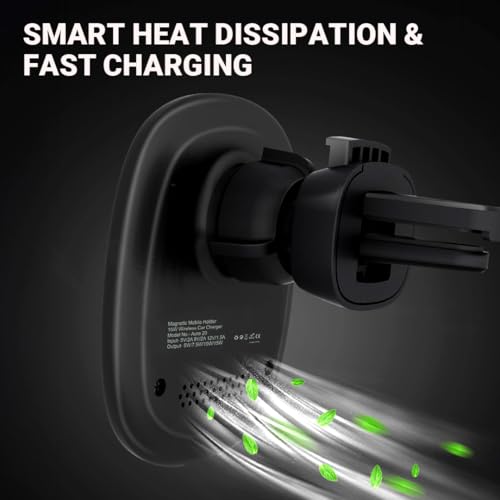 Image of ANT Aura 20 Magnetic Wireless Car Charger 15W Fast Charging, MagSafe Compatible Car Phone Holder with Type-C Port, 360 Rotating AC Vent Mount for iPhone 16 /15 /14 /13 /12 & Galaxy S25 Series