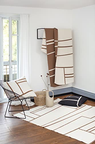 David Fussenegger [W0724] [W2307] Überwurf Linien rohweiß, 220x145 cm