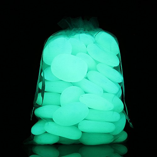 Image of Shiny Stone Glow in the Dark Pebbles, Blue Green, 3-4cm | 400g /14.1oz