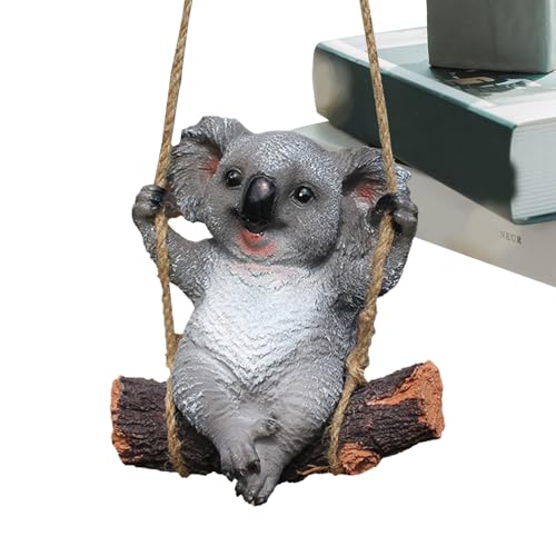 Linda Estatua De Animales De Swing - Decoración De Figuras De Resina Koala, Adorno De Árbol Colgante | Decoraciones De Mesa De Esculturas Al Aire Libre Interiores Para Jardín De Jardín Balcón Balcón B