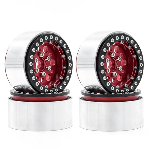 RC�^�C�� For TRX4 For Axial SCX10 90046 AXI03007 For Redcat Gen8 �p 4 ���^�� 1.9 "�r�[�h���b�N�z�C�[������ �X�|�[�N 1/10 RC �N���[���[�p(Red)