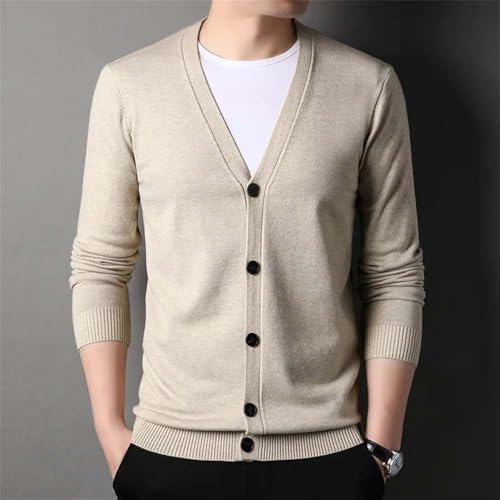 Men V Neck Button Cardigan Sweater Knitwear Long Sleeve Casual Single Breasted Pullover4