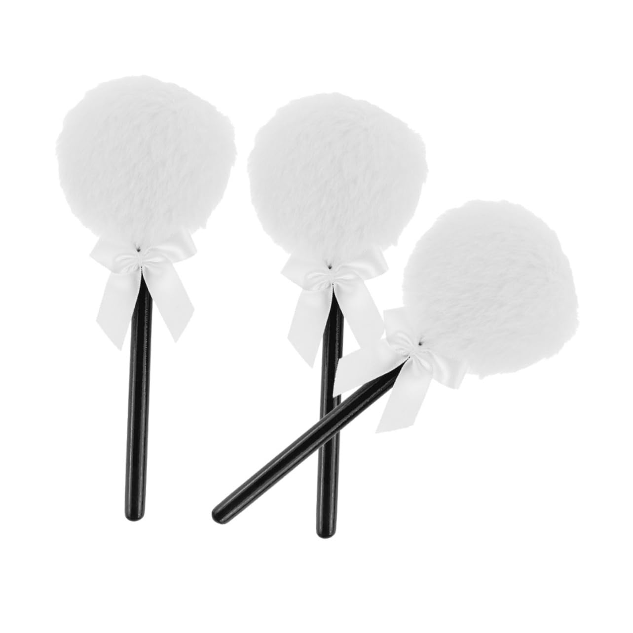 minkissy 3pcs Long Hair Bowknot Makeup Puff for Face Body Powder Puff Natural Look