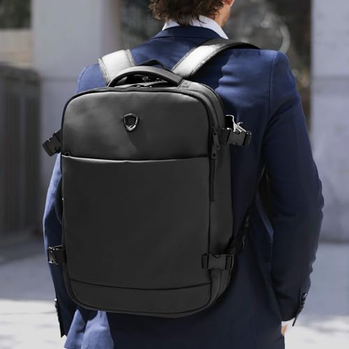 Image of Traveler's Choice Markham 27L Backpack, Expandable, Business, Travel, Work, Office, Camping, Hunting, Fishing, Black, Large