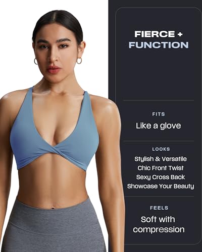 Image of Aoxjox Women's Workout Sports Bras Fitness Metamorph Sienna Twist Bra Yoga Crop Tank