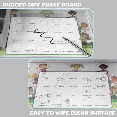 Image of MENZOKE Kids Travel Tray for Toddler Car Seat, Toddler Gift for Boy | Road Trip Essentials Accessories Lap Tray with Dry Erase Board, iPad Holder Stand & Cooler Cup Holder as Birthday Gift, Grey