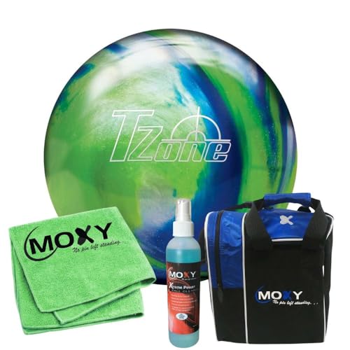Bowlerstore Products Brunswick T-Zone Ocean Reef Bowling Ball | Moxy Strike Royal Bowling Bag | Moxy Green Micro Fiber Towel | Moxy Xtreme Power Cleaner Package 13lbs