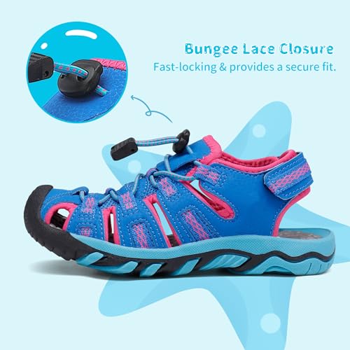 Image of DREAM PAIRS Boys Girls Summer Outdoor Athletic Sport Sandals Walking Water Hiking Hook and Loop Adjustable Multicolor for Toddler /Little /Big Kids