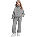 Sweatsuits For Girls Half Zipper 2 Piece 8-13 Years Toddler Outfits For Girls Winter Spring Fashion Pullover Tracksuit With Pockets Long Sleeve Sweatshirts And Jogging Sweatpants Sweatset Gray-8Y