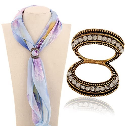 Broches à boucle pour foulard en soie cristal avec clip anti-glisse chic