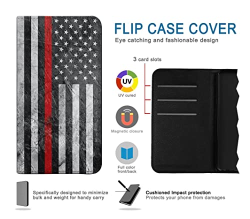 Étui en cuir Google Pixel 10a Firefighter Thin Red Line Housse clapet premium - 4
