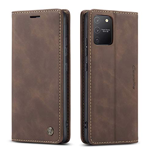 Étui portefeuille Galaxy S10 Lite housse cuir Galaxy A91 avec porte-carte magnétique café