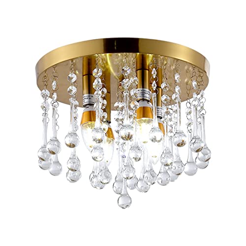 Luminaire de plafond en cristal à 4 lumières design moderne argenté pour salon