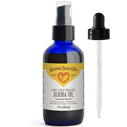 SALE! 4oz Jojoba Oil, 100% Pure and Natural, Unrefined, Organic, Golden Oil Moisturizer for Skin and Hair - Includes Pump & Dropper