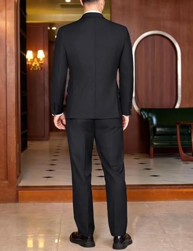 Men's Serge Jacket Pants Suit Double Breasted 2 Piece Solid Business Set Slim Fit Wedding Tuxedo2