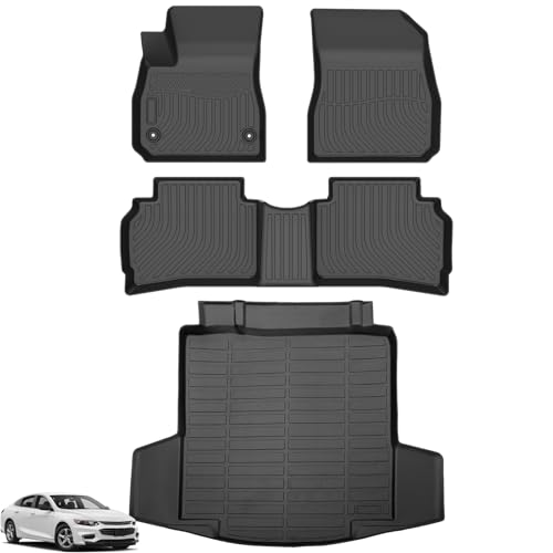 Floor Mats for Chevy Malibu 2016-2025 for Chevrolet Malibu LS RS LT Premier Custom Fit TPE Cargo Liner Waterproof Duty Anti-Slip 2023 Malibu Floor Mats Accessories(NOT for Hybrid Limited)