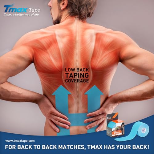 Image of Tmax Cotton Waterproof Kinesiology Tape | Elastic Sports Tape for Muscle Support, Pain Relief, and Joint Stability | Joint Support and Physiotherapy 5 cm x 5 m Roll,(Green)