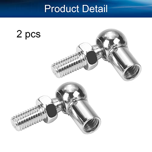 Heyiarbeit 2Pcs Rod End Ball Bearing With Stud, M8 Female Thread 8Mm Round Handle Dia A3 Steel Silver Tone #TOP3
