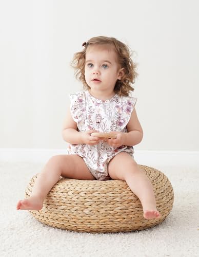 Baby Girls Sleeveless Bodysuits Toddler Ruffled Bodysuit Viscose from Bamboo Cute Infant Girl Outfit Clothes 0M-2T4