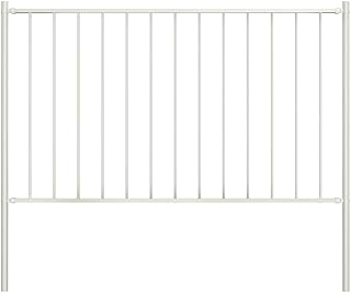 Powder-Coated Steel Fence Panel with Posts 5.9 ft x 3.3 ft White, Durable Garden Partition, Includes 1 Panel 2 Posts Mounting Materials for Easy Installation, Sturdy Property