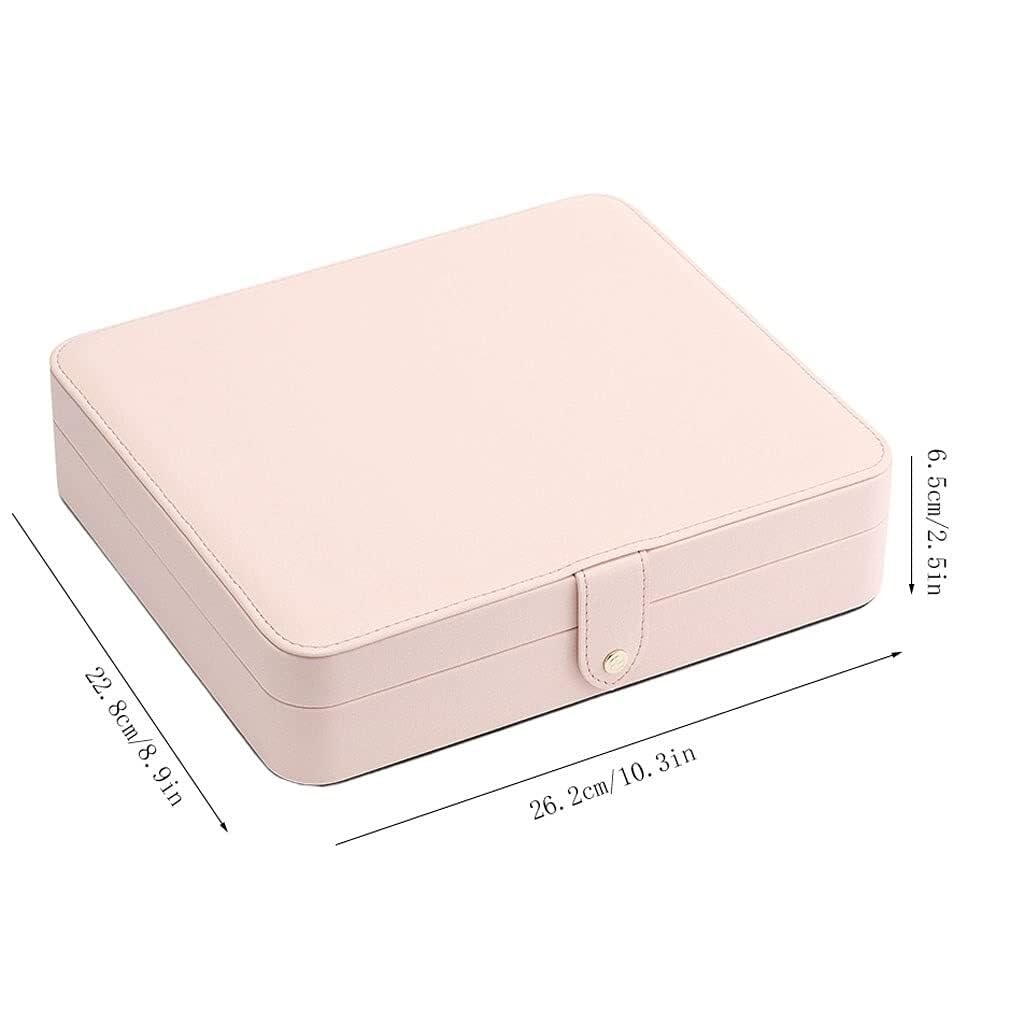 Joyero de Lujo, joyero de Piel sintética, Organizador de Joyas portátil, Estuche de Almacenamiento de Joyas de exhibición Exquisito, Duradero (Rosa)