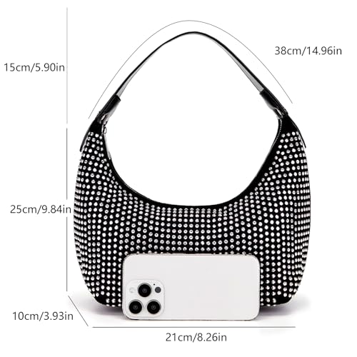 Glamzlele Y2K Studded Purse Black Shoulder Bag for Women Trendy Goth Punk Vegan Leather Handbag for Travel work & Daily Use — view 4