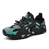 TANGYUGEN Water Hiking Shoes Womens Mens Outdoor Slip on Athletic Shoes Travel Trailing Trekking Walking Climbing Water Sneakers Blue Size