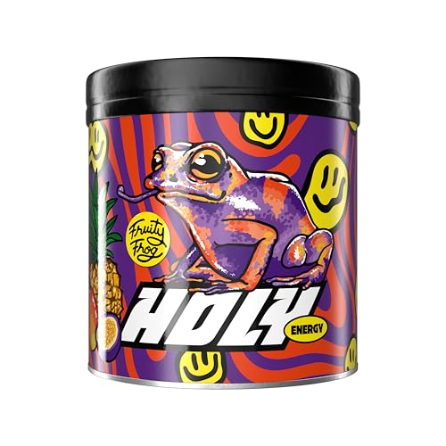 HOLY Energy Drink en Poudre 'Fruity Frog' – Mangue, Maracuja & Ananas - 50 Portions Booster avec Caféine (NewCaff) & Extrait de Thé Vert - Sans Sucre &...