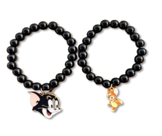 SUPERSOFTNER Bracelets 2Pcs Love Heart Matching Tom and Jerry Beads Bracelet Set Adjustable Bracelets for Men Women Couples Friends Gift Friendship - (Pack of 2) (B0D92X15QN) Amazon Price History, Amazon Price Tracker