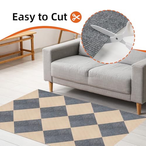 Vieshful Selbstklebende Teppichfliesen 30x30 cm, Zuschneidbare Teppichbodenfliesen, Weiche Nadelfilz Fliesen für Wohnbereich, Büro, Küche – 10 Fliesen pro Box / 0,9 m² Hellgrau