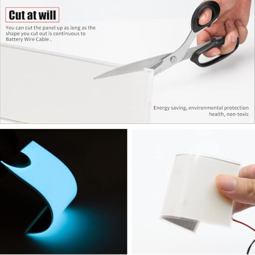 Image of jose2015 12X5CM Electroluminescent EL Panel Light Ice Blue,3V Flexible EL Panel Decorations Lights for Cosplay /Party /Decorate Light /Car /Advertising(with Battery Inverter)