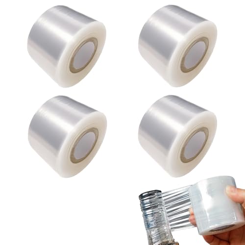 Film étirable 4cm x 200m transparent en lot de 4 rouleaux pour petits flacons