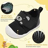 JOINFREE Baby Walking Wide Shoes Infant Boys Girls Breathable Barefoot Shoes Crib Tennis Shoes Lightweight Non-Slip Sneakers First Walkers Black 12-18Months - Image 4