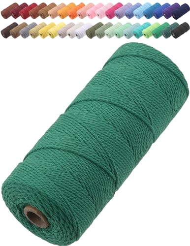 GOHOF Macrame Cord 2mm x 205m Premium Cotton Macrame Rope, 3 Strand Twisted Soft Cotton Cord