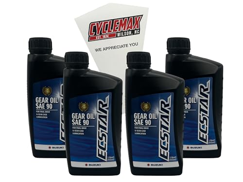 Cyclemax Four Pack compatible with Suzuki Ecstar Gear Oil SAE 90 990A0-01E81-01Q-4PACK Contains Four Ecstar Gear Oil SAE 90 and a Funnel
