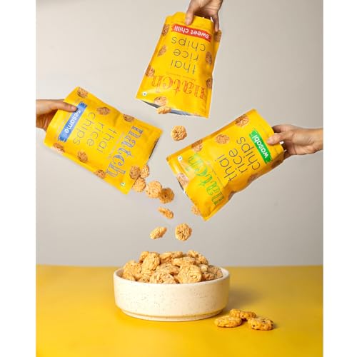 Image of Natch Thai Rice Chips Variety Pack, Healthy Snakcs 100% All Natural, Vegan, Gluten Free, Preservatives Free, Low Calorie, Sesame, Wasabi & Sweet Chilli Flavour, 100g each (Pack of 3)