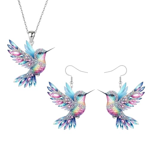 Vurotry Hummingbird Necklaces for Women Colorful bird Jewelry (Colorful2)