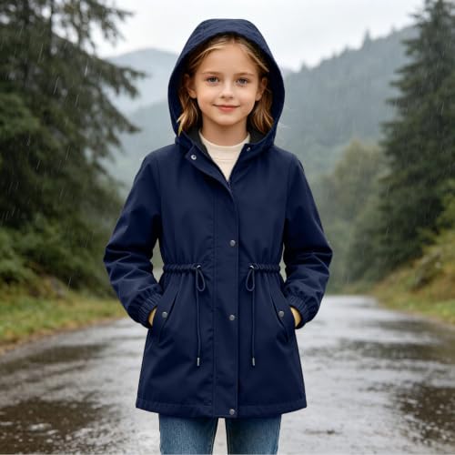 DASAYO Girls Rain Jacket Waterproof Lightweight Raincoat Hooded Windbreaker - image 8