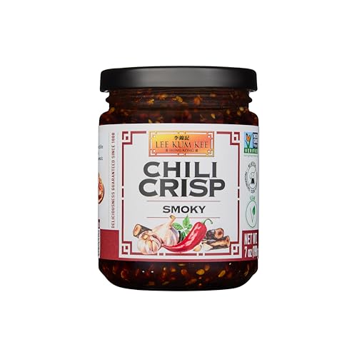 Lee Kum Kee Smoky Chili Crisp (7 oz - 1 Pack), Spicy, Non-GM Soybeans & Vegan | Perfect for Drizzling, Dipping, Grilling, Stir-Frying, Dumplings, BBQs, Tacos & Burgers