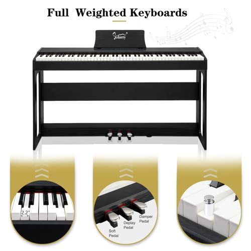 Piano Électrique Numérique 88 avec Toucher Lourd, 128 Rythmes et Tonalités, 3 Pédales Professionnelles, 2 Haut-Parleurs Stéréo de 10 W, Prise en Charge MIDI-USB und Audio Bluetooth, Noir