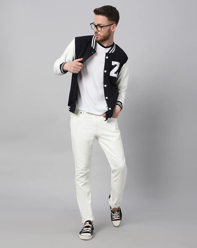 Image of BE SAVAGE Men's Cotton Blend Standard Length Varsity Jacket